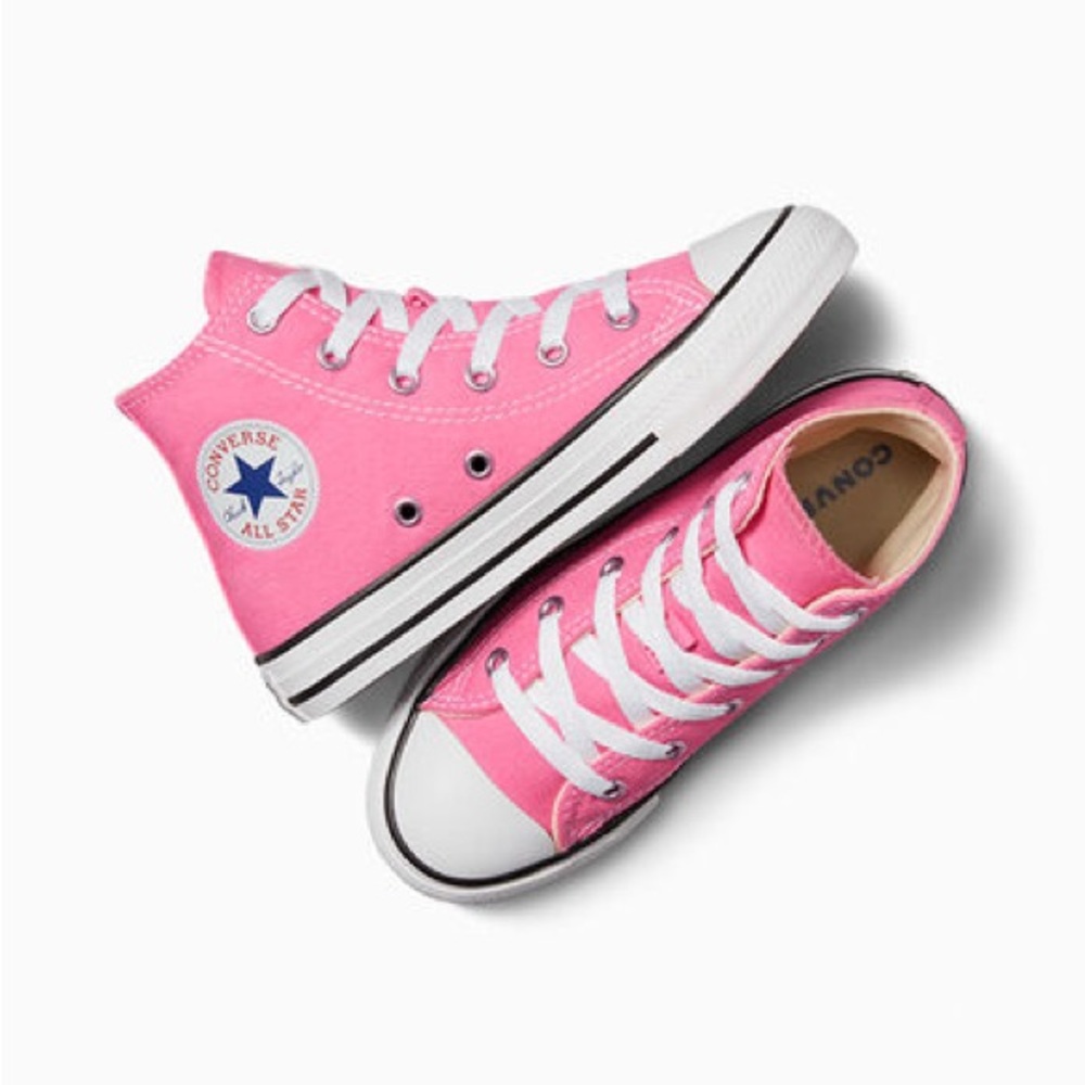 Pink girls high top converse size 2